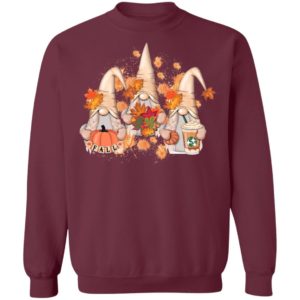 Cute Fall Gnomes Hey Pumpkins And Leaves Christmas Sweatshirt Z65 Crewneck Pullover Sweatshirt Maroon S