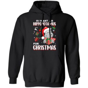 Cute Hippopotamus I Want A Hippopotamus For Christmas Gifts Christmas Shirt Hoodie Black S