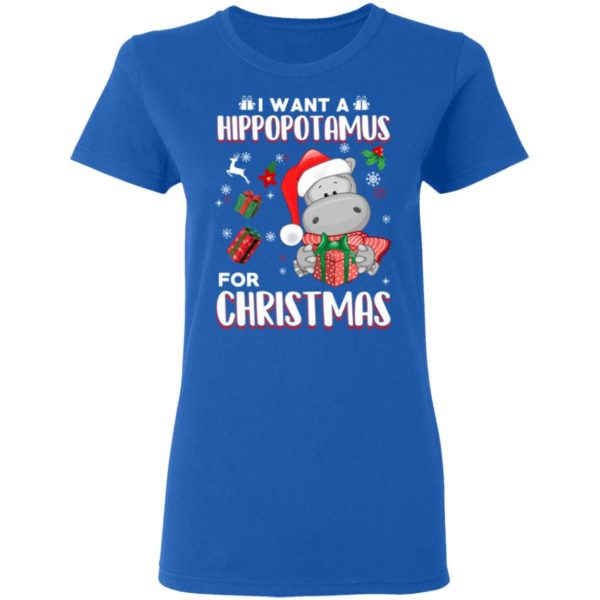 Cute Hippopotamus I Want A Hippopotamus For Christmas Gifts Christmas Shirt Ladies T-Shirt Royal S