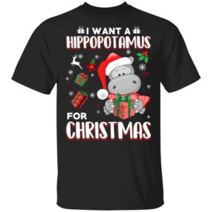Cute Hippopotamus I Want A Hippopotamus For Christmas Gifts Christmas Shirt Unisex T-Shirt Black S