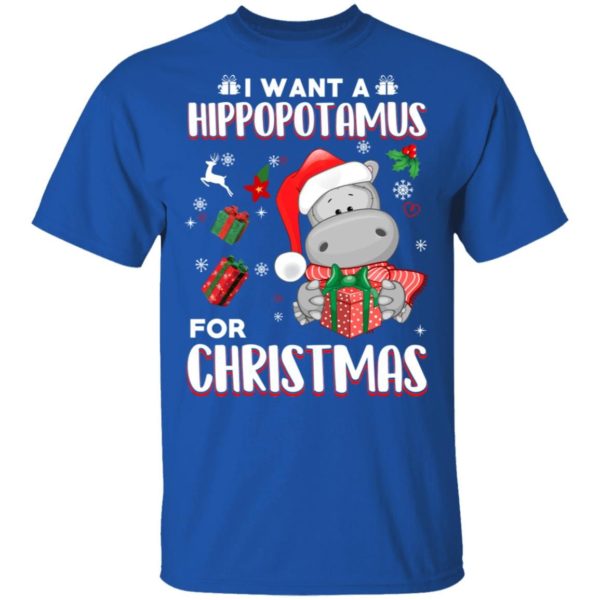Cute Hippopotamus I Want A Hippopotamus For Christmas Gifts Christmas Shirt Unisex T-Shirt Royal S