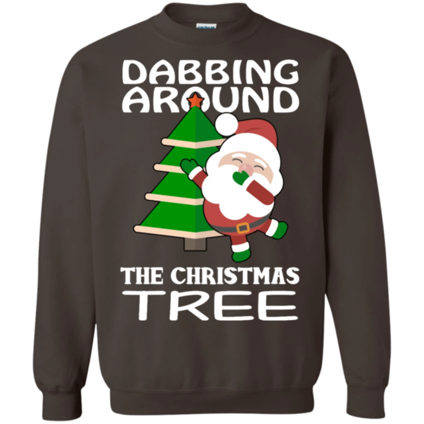 Dabbing Around The Christmas Tree Funny Santa Sweatshirt Sweatshirt Dark Chocolate S