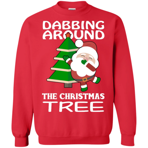 Dabbing Around The Christmas Tree Funny Santa Sweatshirt Sweatshirt Red S