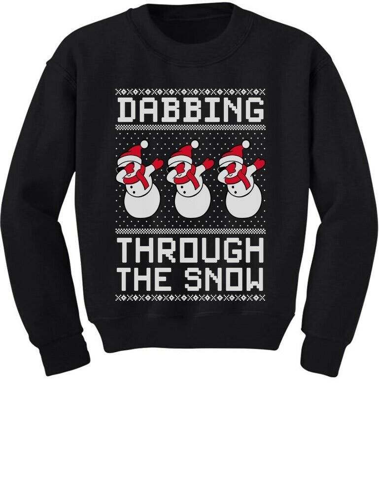 Dabbing Through The Snow Snowman Christmas Sweatshirt Style: Sweatshirt, Color: Black