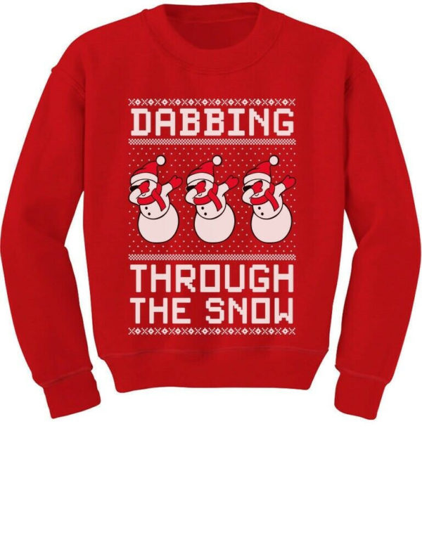 Dabbing Through The Snow Snowman Christmas Sweatshirt Sweatshirt Red S