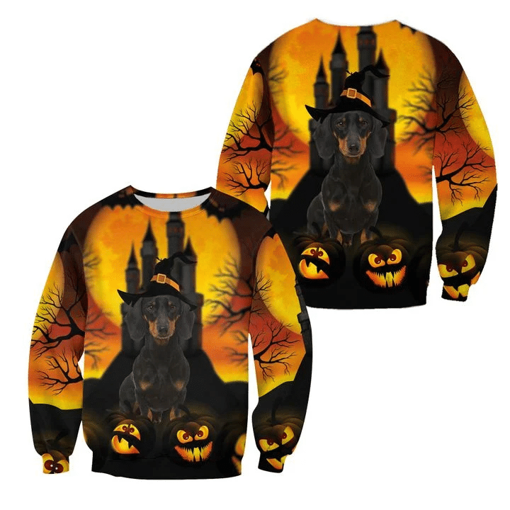Dachshund Halloween Costume 3D All Over Print Shirt Style: 3D Sweatshirt, Color: Orange