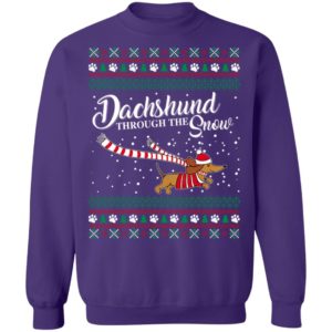 Dachshund Through The Snow Cute Dog Christmas Sweatshirt Sweatshirt Purple S