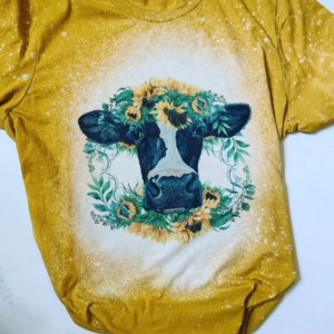 Dairy Cow Sunflower Bleached T-Shirt Bleached T-Shirt Gold XS