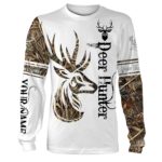 Deer hunter customize name all over print 3d shirt Long sleeves S