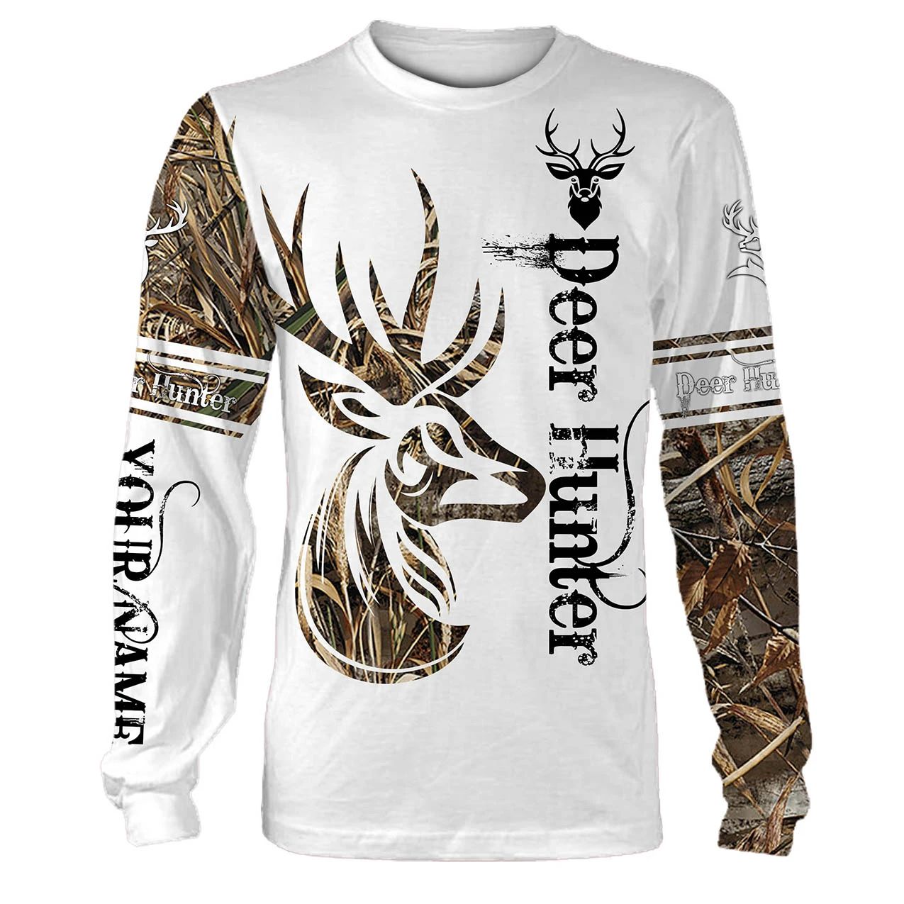 Deer hunter customize name all over print 3d shirt Style: Long sleeves, Size: S