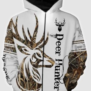 Deer hunter customize name all over print 3d shirt Zip up hoodie S