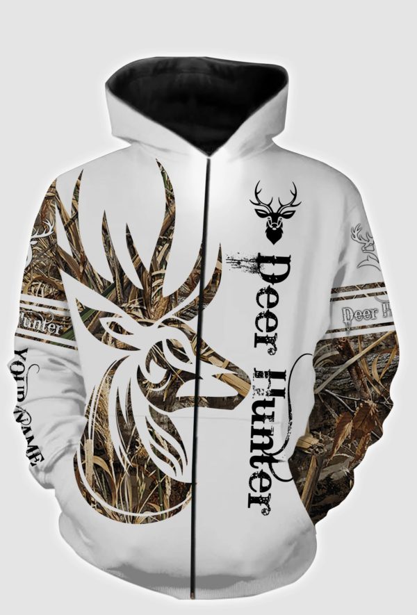 Deer hunter customize name all over print 3d shirt Zip up hoodie S