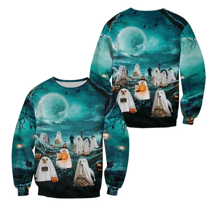 Dog Ghost Halloween Costume 3D All Over Print Shirt Style: 3D Sweatshirt, Color: Black