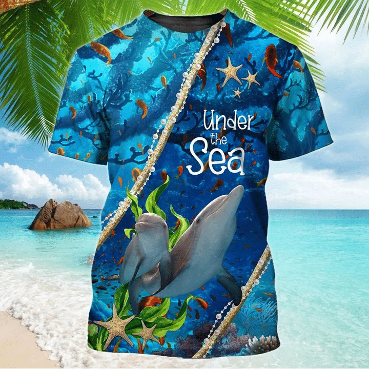 Dolphin Under The Sea  3D Hoodie All Over Print Style: 3D Hoodie, Color: Royal