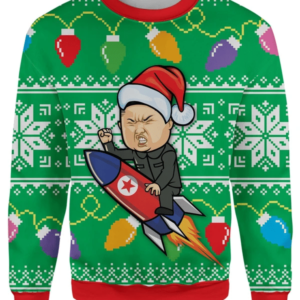 Donald Trump and Rocket Man 3D All Over Print Christmas Sweatshirt AOP Sweater Green S