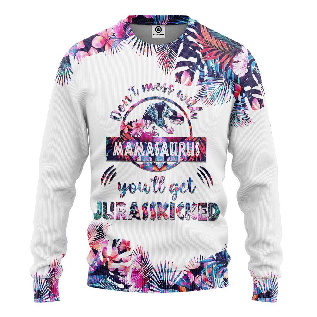 Don't Mess With Mamasaurus 3D All Over Print Shirt Style: Long Sleeve, Size: S
