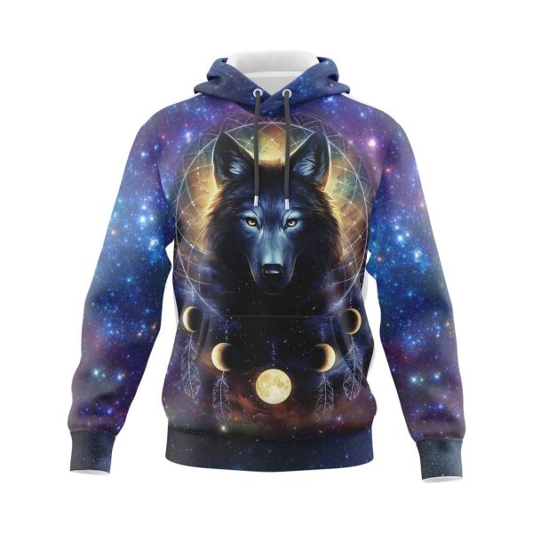 Dreamcatcher Night Moon Wolf Hoodie 3D Printed Product Photo