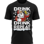 Drink Drink Repeat Santa Beer Lover Christmas T-Shirt Unisex T-Shirt Black S