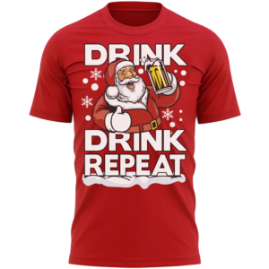 Drink Drink Repeat Santa Beer Lover Christmas T-Shirt Unisex T-Shirt Red S