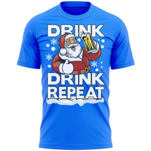 Drink Drink Repeat Santa Beer Lover Christmas T-Shirt Unisex T-Shirt Sapphire S