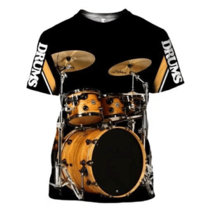 Drum Music 3D All Over Print Shirt and Short 3D T-Shirt Black S