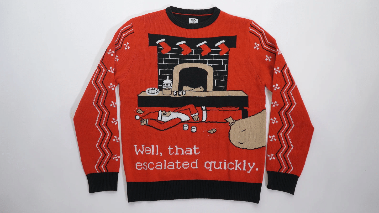Drunk Santa Ugly Christmas Sweater Style: AOP Sweater, Color: Red