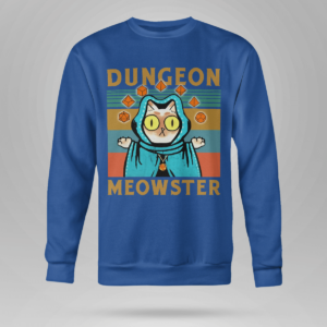 Dungeon Meowster Funny Nerdy Gamer Cat D20 Dice RPG Shirt Crewneck Sweatshirt Royal Blue S