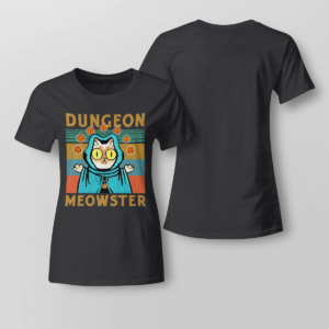 Dungeon Meowster Funny Nerdy Gamer Cat D20 Dice RPG Shirt Ladies T-shirt Black XS