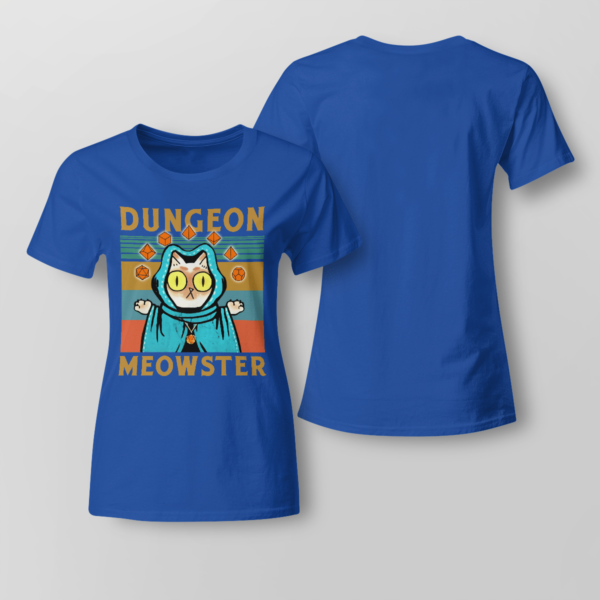 Dungeon Meowster Funny Nerdy Gamer Cat D20 Dice RPG Shirt Ladies T-shirt Royal Blue XS