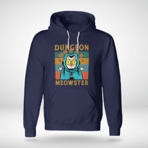 Dungeon Meowster Funny Nerdy Gamer Cat D20 Dice RPG Shirt Unisex Hoodie Navy S