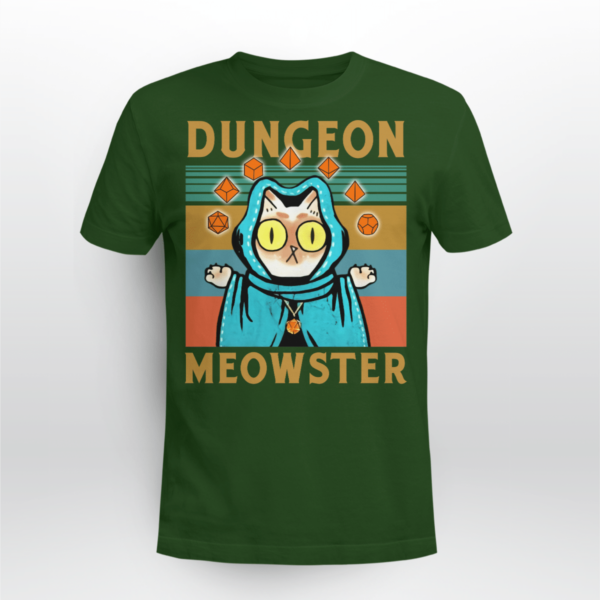Dungeon Meowster Funny Nerdy Gamer Cat D20 Dice RPG Shirt Unisex T-shirt Forest Green S