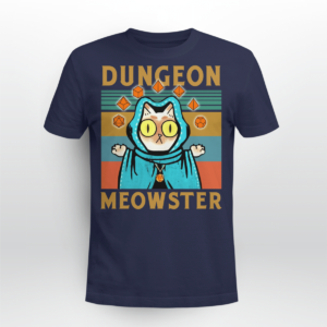 Dungeon Meowster Funny Nerdy Gamer Cat D20 Dice RPG Shirt Unisex T-shirt Navy S