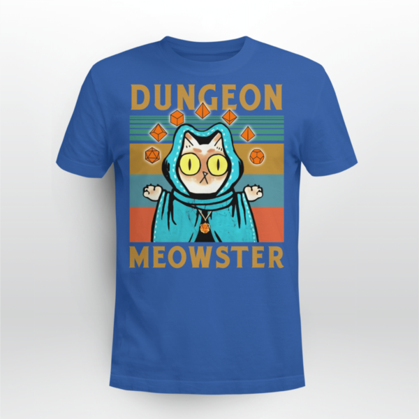 Dungeon Meowster Funny Nerdy Gamer Cat D20 Dice RPG Shirt Unisex T-shirt Royal Blue S
