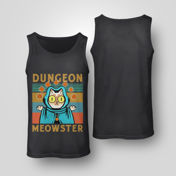 Dungeon Meowster Funny Nerdy Gamer Cat D20 Dice RPG Shirt Unisex Tank Black S