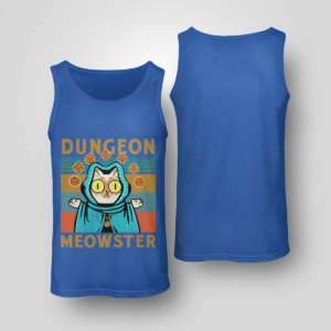 Dungeon Meowster Funny Nerdy Gamer Cat D20 Dice RPG Shirt Unisex Tank Royal Blue S