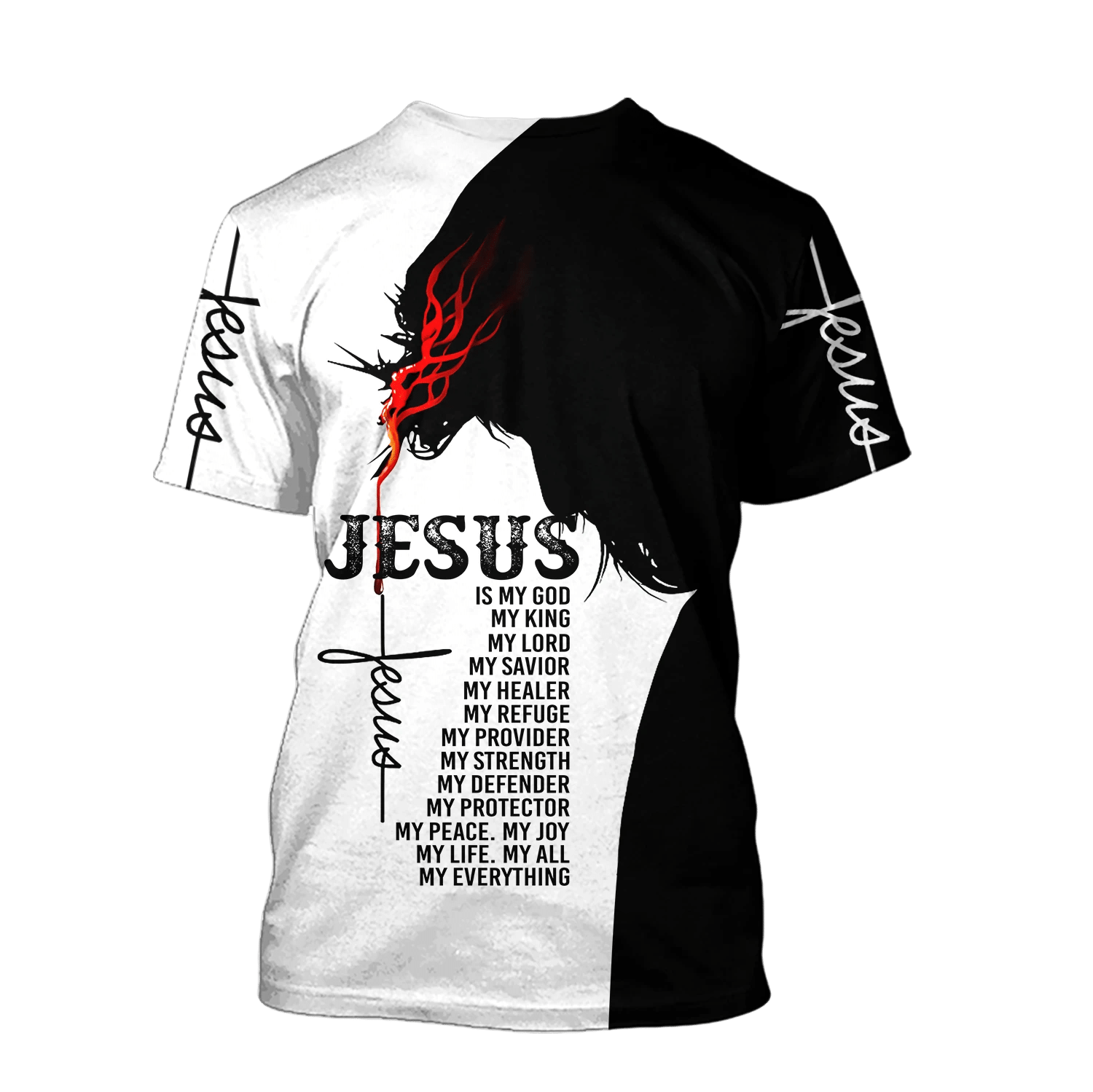 Easter Jesus, Jesus Is My God My King My Lord 3D All Over Print Shirt Style: 3D T-Shirt, Color: Black