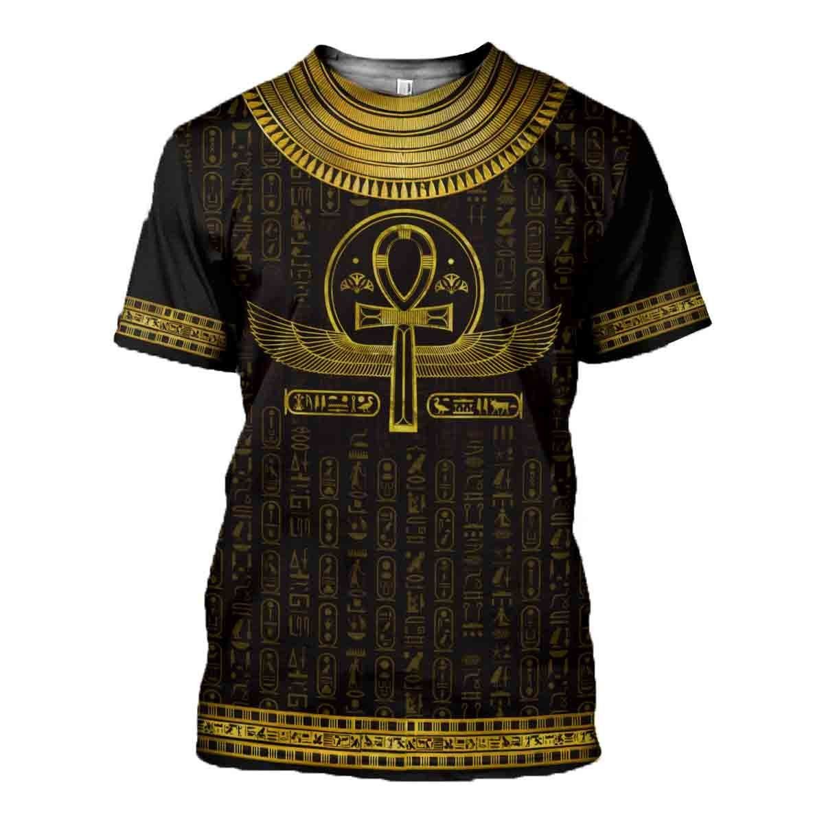 Egyptian Cross Ankh Gold 3D Printed Style: 3D T-Shirt, Color: Yellow