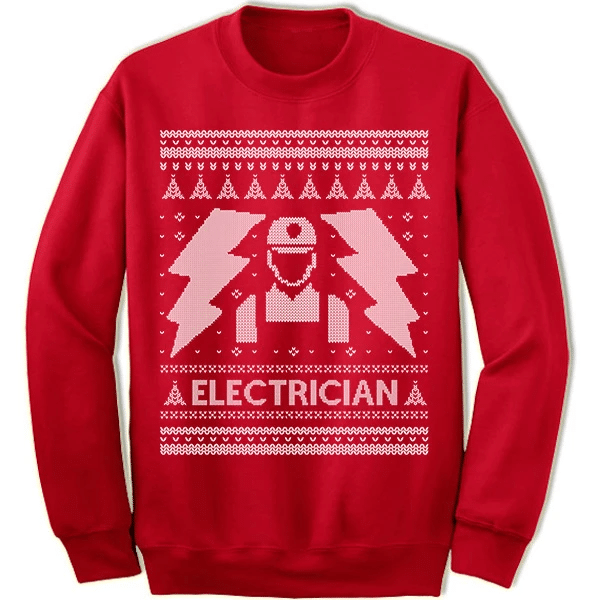 Electrician Christmas Gift Christmas For Electrician Sweatshirt Style: Sweatshirt, Color: Red
