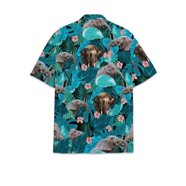 Elephant tropical hawaiian button shirt product photo 1