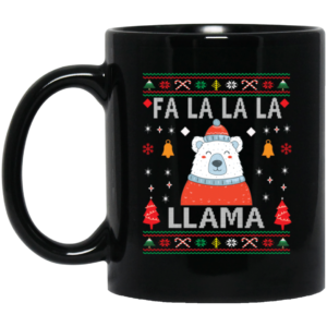 Fa La La La Llama Ugly Bear Christmas Coffee Mug Mug 11oz Black One Size