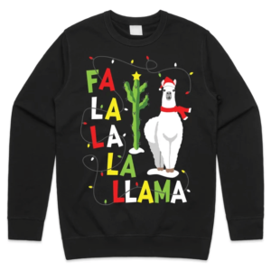 Fa La Llama Santa Jumper Christmas Sweatshirt Sweatshirt Black S