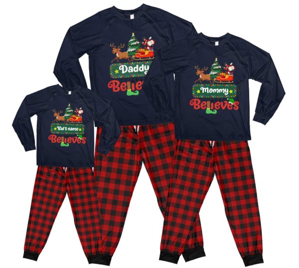Family Believes Pajamas Personalized Names Family Christmas Pajamas Set product photo 5