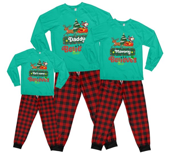 Family Believes Pajamas Personalized Names Family Christmas Pajamas Set product photo 6