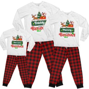 Family Believes Pajamas Personalized Names Family Christmas Pajamas Set product photo 8