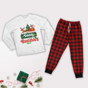 Family Believes Pajamas Personalized Names Family Christmas Pajamas Set Adult Pajamas Set White XS