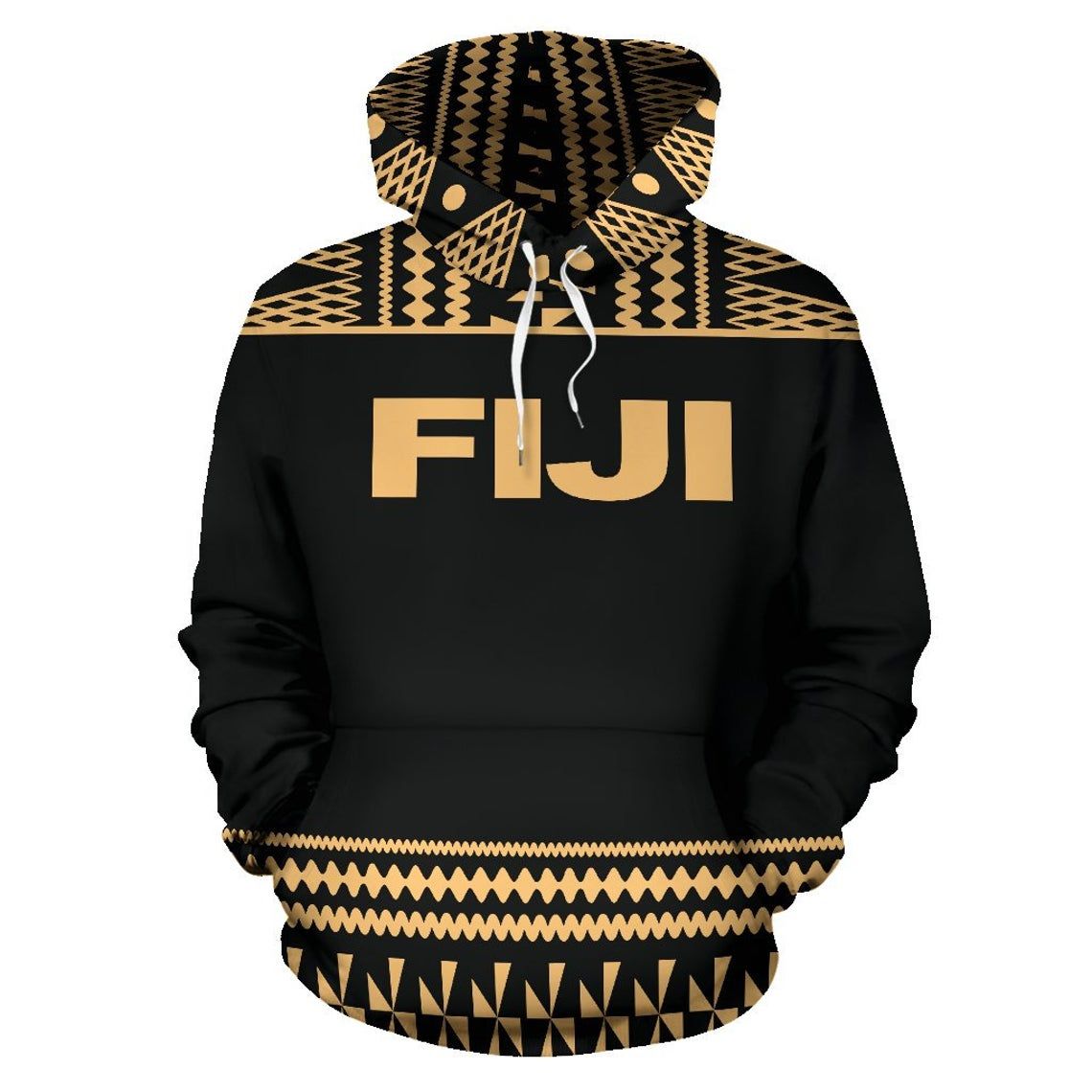 Fiji Tapa 3D All Over Hoodie Style: 3D Hoodie, Color: Black