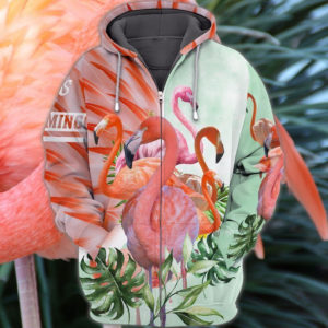 Flamingo Christmas Gift All Over Print 3D Shirt 3D Zip Hoodie Pink S