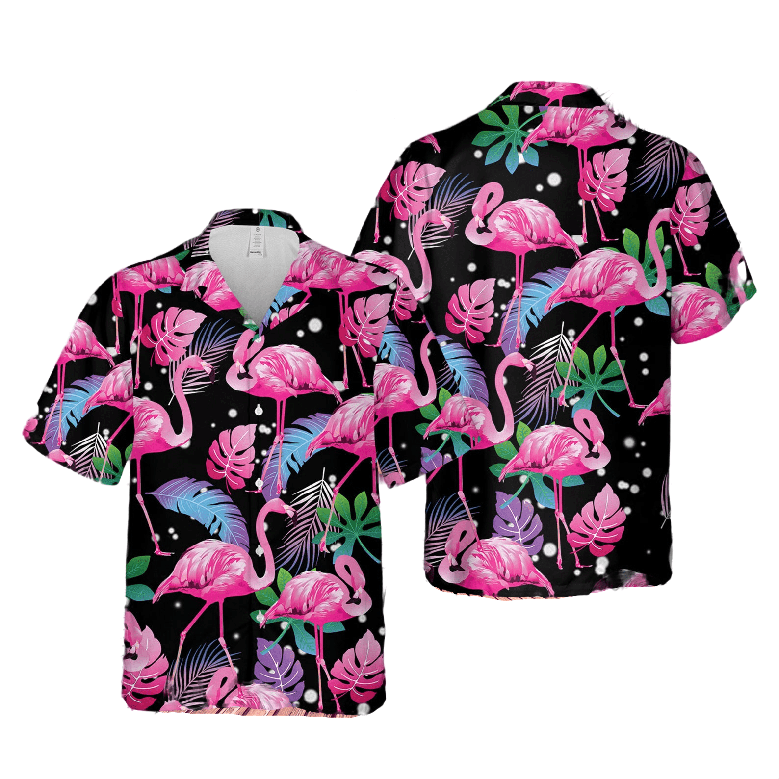 Flamingo Leaf Summer Hawaiian Shirt Style: Short Sleeve Hawaiian Shirt, Color: White
