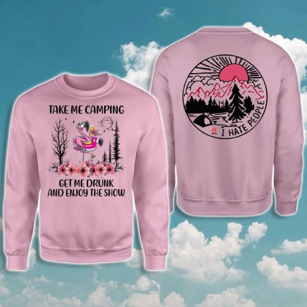 Flamingo Take Me Camping Get Me Drunk 3D All Over Print | Hoodie | Sweatshirt | T Shirt Product Photo