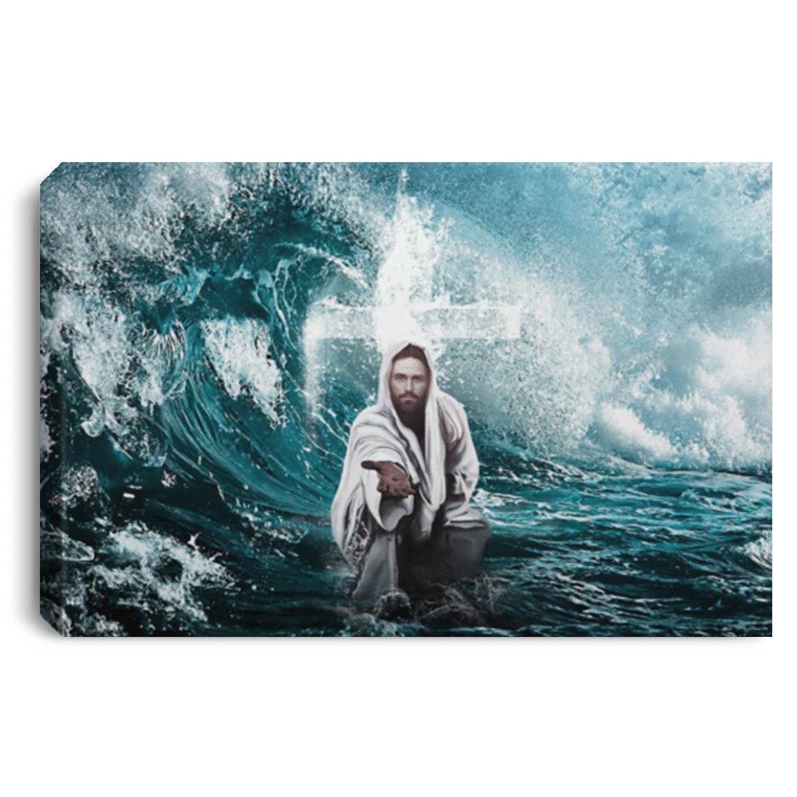 Focus On Me Not The Storm Jesus Framed Canvas Wall Art Style: Landscape Canvas, Color: White